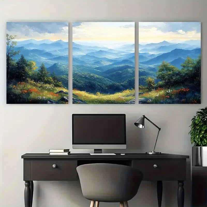 3pcs Blue Ridge North Carolina Landscape Travel Metal Print Ready to Hang Art - Bella Home Decor