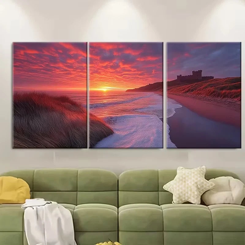 3pcs Northumberland Dunes Coastal Metal Print Ready to Hang Art