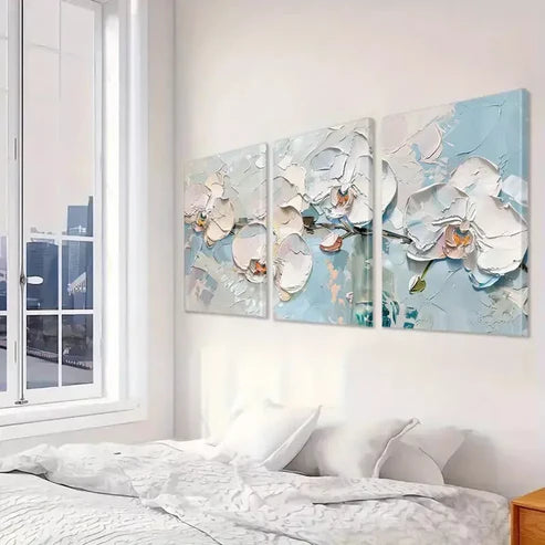 3pcs Abstract Flower Wall Art Set Canvas Unframed - High Quality Print 100% Australian Made Wall Canvas - Bella Home Decor