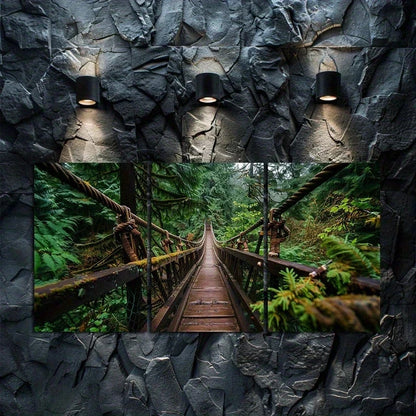 3pcs Vintage Wooden Bridge in British Columbia Metal Print Ready to Hang Art