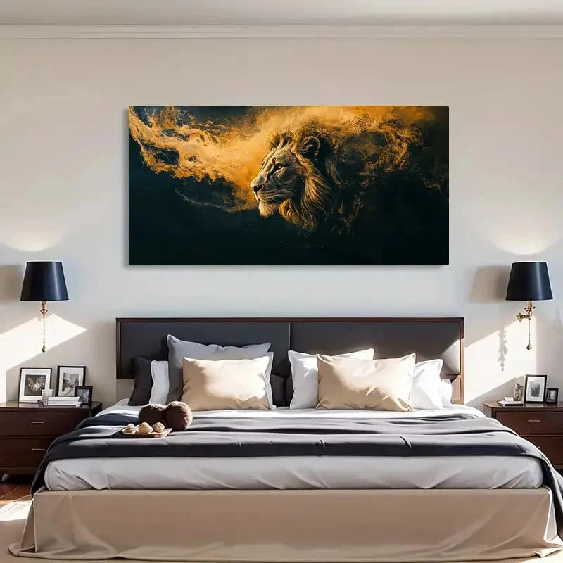 Majestic Lion  Aesthetic Décor Wall Art Canvas Office Home Room Framed 120x60cm - Bella Home Decor
