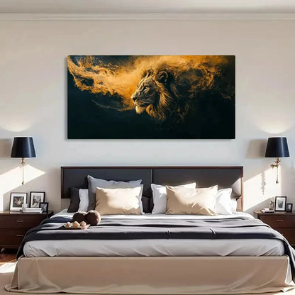 Majestic Lion  Aesthetic Décor Wall Art Canvas Office Home Room Framed 120x60cm - Bella Home Decor