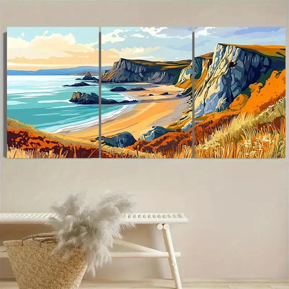 3pcs Peninsula Travel Poster Art Wall Art Set Canvas Framed 50x70cm - High Quality Print 100% Australian Made Wall Canvas Ready to Hang