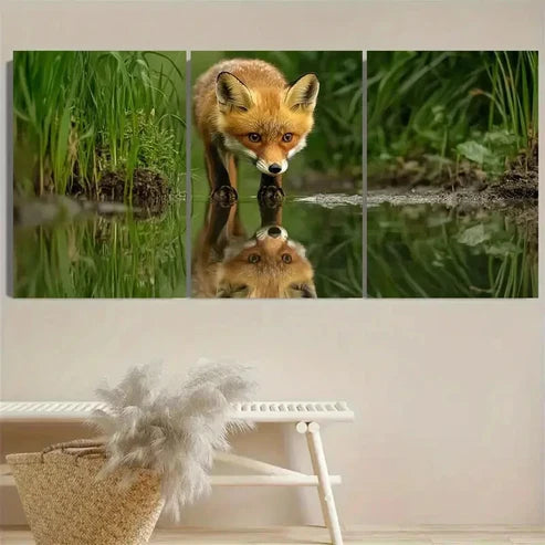3pcs Fox Cub Wall Art Set Canvas Unframed – High Quality Print, 100% Australian Made Wall Canvas - Bella Home Decor