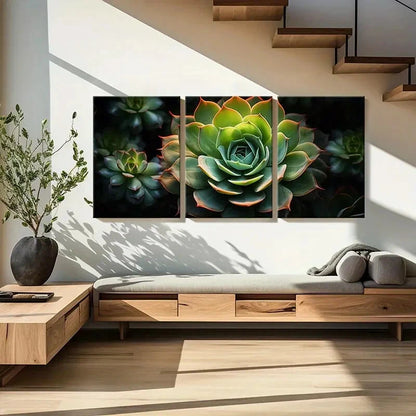 3pcs Succulent Plant Colorful Natural Beauty Metal Print Ready to Hang Art - Bella Home Decor