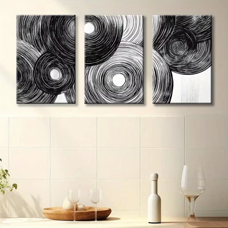 3pcs Abstract Wood Rings Wall Art Set Canvas Framed 60x90cm - High Quality Print 100% Australian Made Wall Canvas Ready to Hang - Bella Home Decor