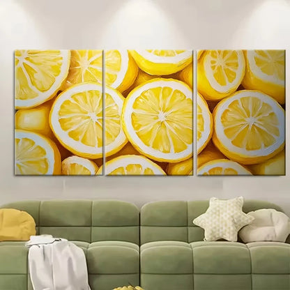 3pcs Lemon Slices Metal Print Ready to Hang Art