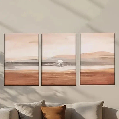 3pcs Sunset Over a Body of Water Wall Art Set Canvas Framed 50x70cm - High Quality Print 100% Australian Made Wall Canvas Ready to Hang