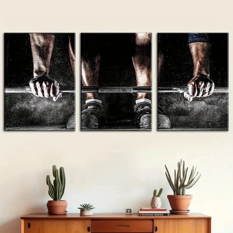 3pcs Gym Motivation Weightlifting & Dumb Perfect Wall Art Set Canvas Framed 60x90cm - High Quality Print 100% Australian Made Wall Canvas Ready to Hang - Bella Home Decor