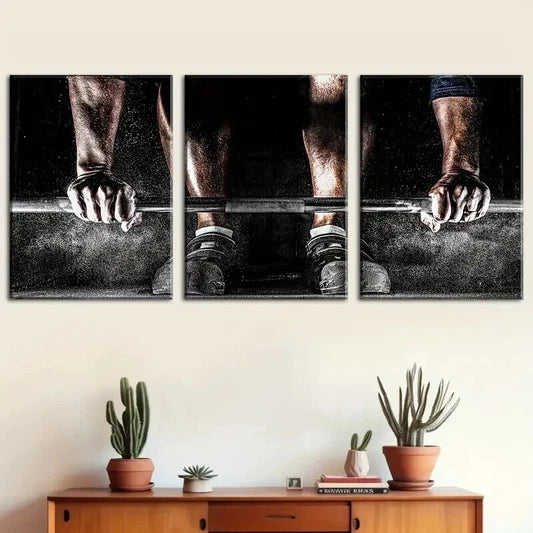 3pcs Gym Motivation Weightlifting & Dumb Perfect Wall Art Set Canvas Framed 60x90cm - High Quality Print 100% Australian Made Wall Canvas Ready to Hang
