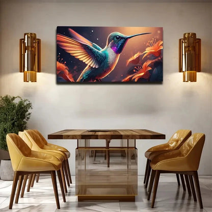 Hummingbird Long Mouth Wall Art Canvas Office Home Room Framed 120x60cm