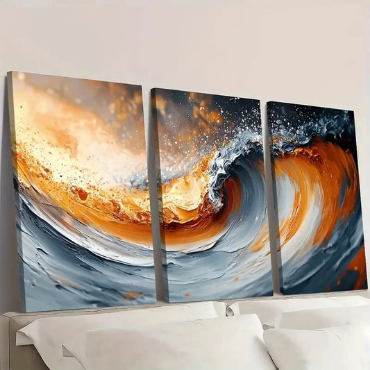 3pcs Brown Abstract Texture AT Wall Art Set Canvas Framed 40x60cm - High Quality Print 100% Australian Made Wall Canvas Ready to Hang