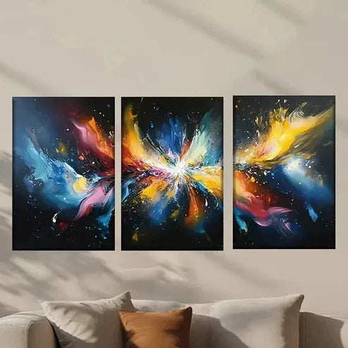 3pcs Abstract Paint Splashes Design Wall Art Canvas Unframed - High Quality Print 100% Australian Made Wall Canvas - Bella Home Decor