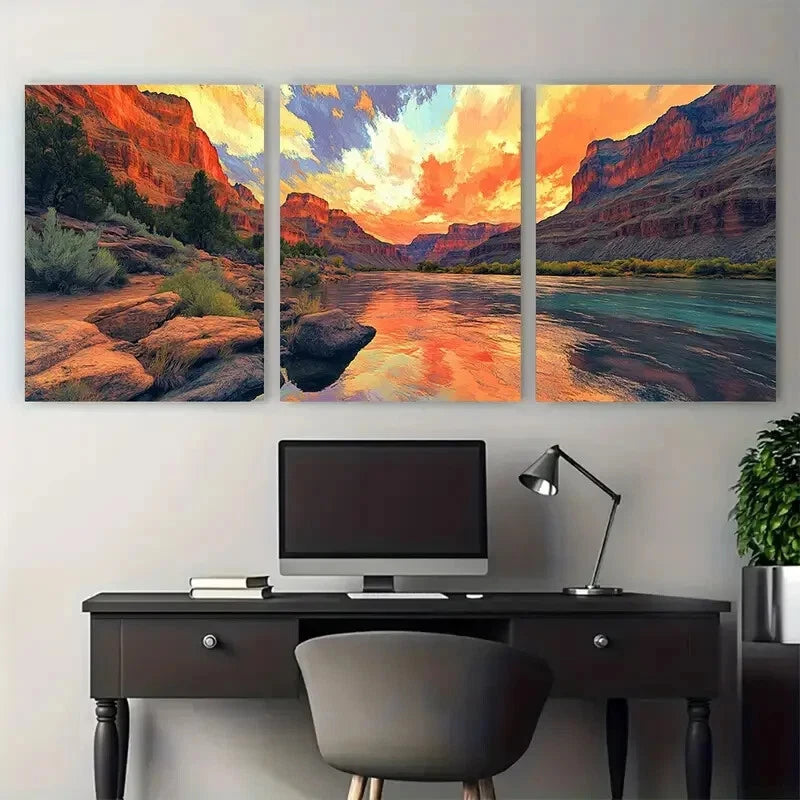 3pcs Grand Enchantment Trail Travel Grand Canyon Metal Print Ready to Hang Art - Bella Home Decor