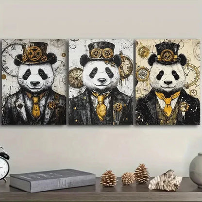 3pcs Cyberpunk panda Wall Art Set Canvas Unframed - High Quality Print 100% Australian Made Wall Canvas - Bella Home Decor