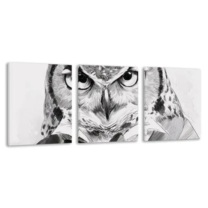 3pcs Black and White Owl Design   Wall Art Set Canvas Framed 40x60cm - High Quality Print 100% Australian Made Wall Canvas Ready to Hang - Bella Home Decor