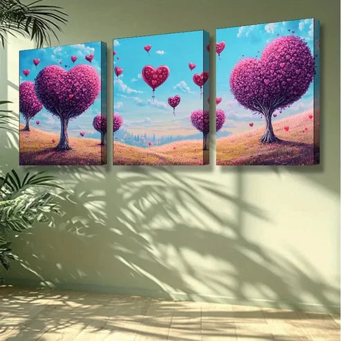 3pcs Trees and Flowers Wall Art Set Canvas Unframed - High Quality Print 100% Australian Made Wall Canvas