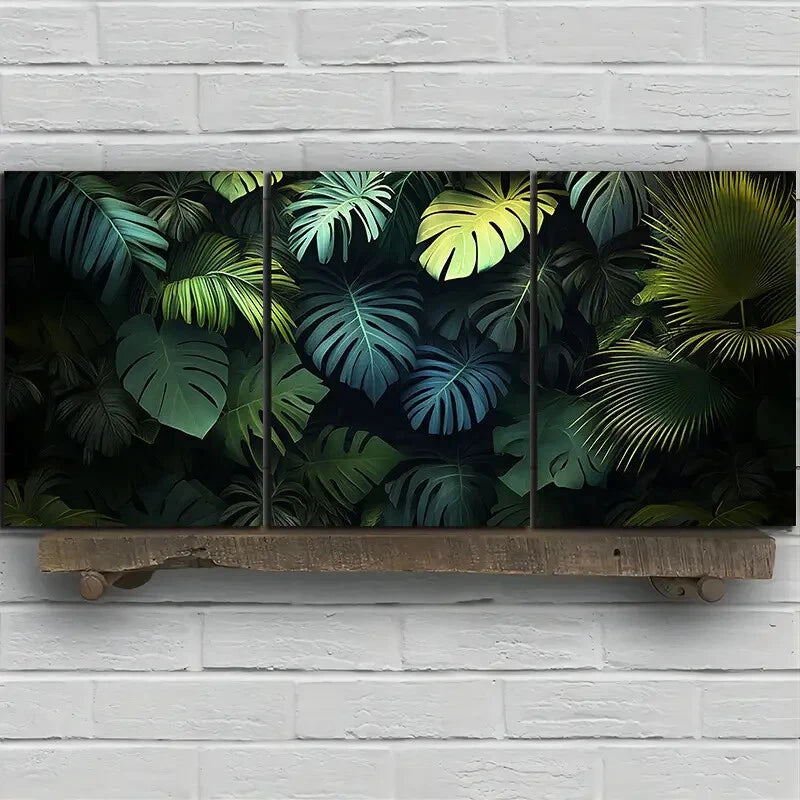 3pcs Leaves Green Plants Under The Sunshine Metal Print Ready to Hang Art - Bella Home Decor