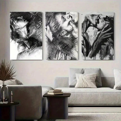 3pcs Black And White Passionate Lovers Perfect Wall Art Set Canvas Framed 60x90cm - High Quality Print 100% Australian Made Wall Canvas Ready to Hang - Bella Home Decor