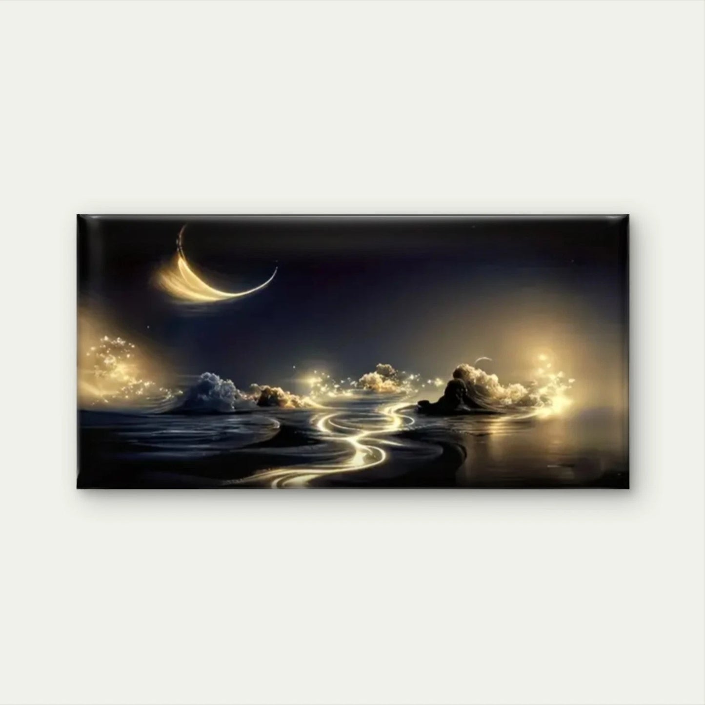 Night Sky Moon Cloud Beauty Wall Art Canvas Office Home Room Framed 120x60cm