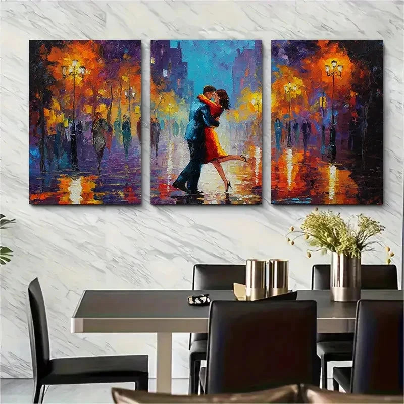3pcs Continuous Artwork Romantic Couple Perfect Wall Art Set Canvas Framed 50x70cm - High Quality Print 100% Australian Made Wall Canvas Ready to Hang - Bella Home Decor