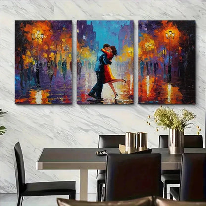 3pcs Continuous Artwork Romantic Couple Perfect Wall Art Set Canvas Framed 50x70cm - High Quality Print 100% Australian Made Wall Canvas Ready to Hang - Bella Home Decor