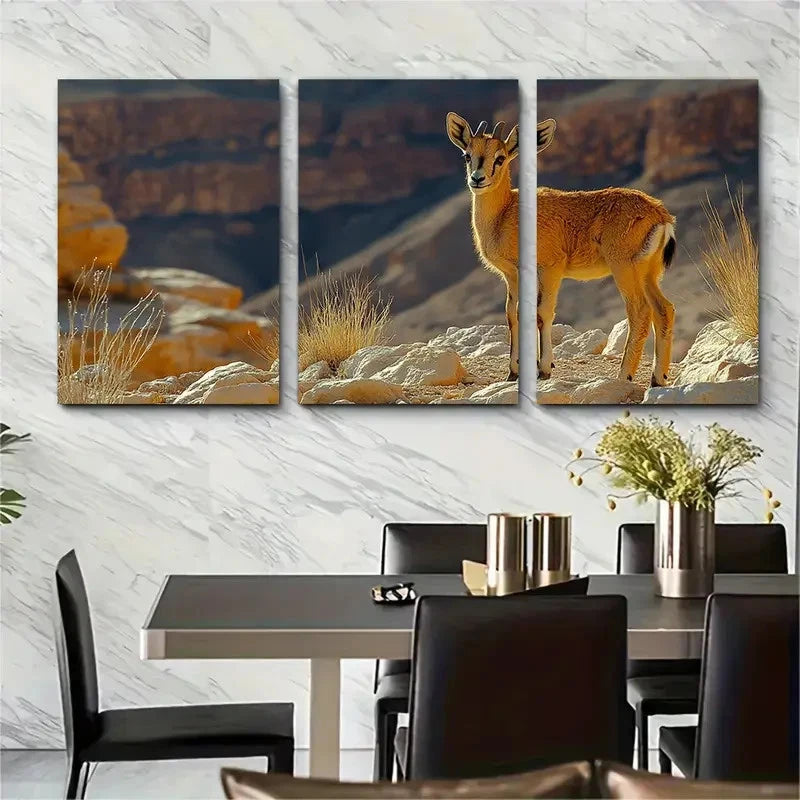 3pcs Makhtesh Ramon Negev Desert R  Wall Art Set Canvas Framed 60x90cm - High Quality Print 100% Australian Made Wall Canvas Ready to Hang