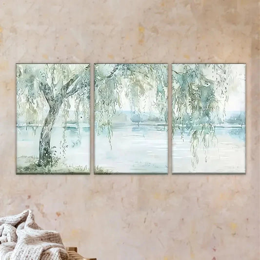 3pcs Tree in the water Wall Art Set Canvas Framed 40x60cm - High Quality Print 100% Australian Made Wall Canvas Ready to Hang