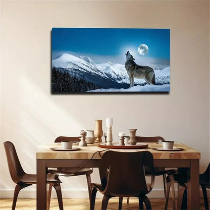 Howling Wolf Snow Day Wall Art Canvas Office Home Room Framed 120x60cm