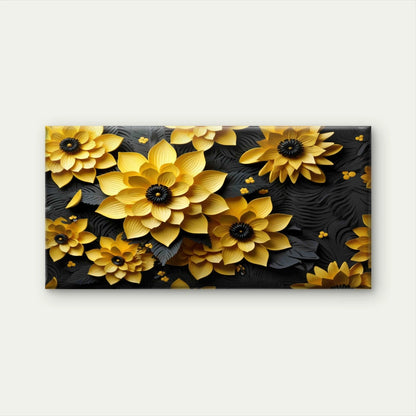 Vibrant Yellow Sunflowers Bloom Wall Art Canvas Office Home Room Framed 120x60cm - Bella Home Decor