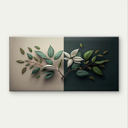 Split-Background Botanical Leaves Wall Art Canvas Office Home Framed 120x60cm
