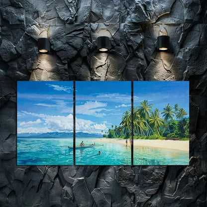 3pcs Tropical Island Paradise in Australia   Wall Art Set Canvas Framed 50x70cm - High Quality Print 100% Australian Made Wall Canvas Ready to Hang