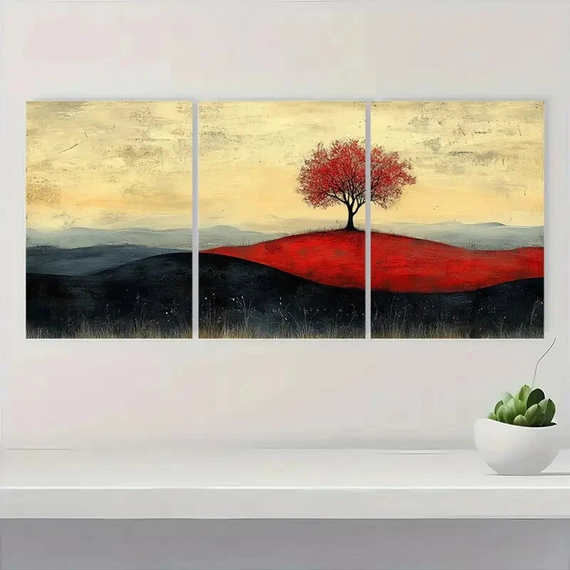 3pcs Minimalist Abstract Shepherd Tree Metal Print Ready to Hang Art - Bella Home Decor