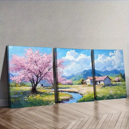 3pcs Cherry Blossom Scene Wall Art Canvas Unframed - High Quality Print 100% Australian Made Wall Canvas - Bella Home Decor