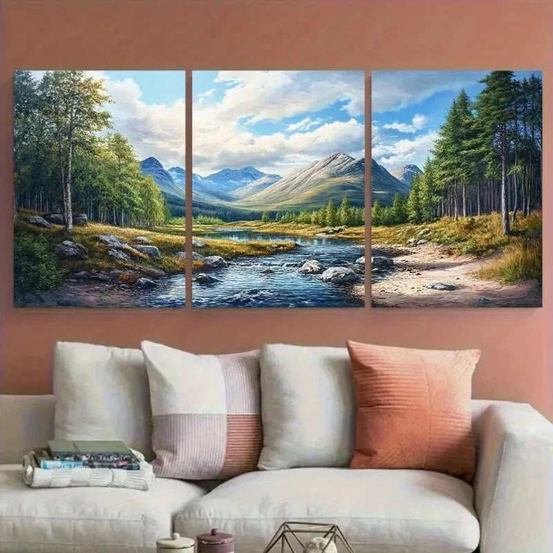 3pcs Lochnagar Munros Ballochbuie Forest Design Metal Print Ready to Hang Art - Bella Home Decor