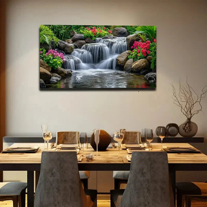 Serene Waterfall with Vibrant Wall Art canvas office home room framed 120x60cm
