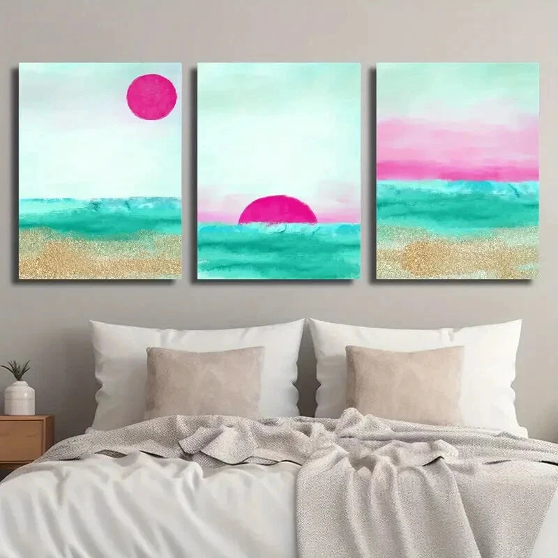 3pcs Modern Abstract Landscape Décor Perfect Wall Art Set Canvas Framed 50x70cm - High Quality Print 100% Australian Made Wall Canvas Ready to Hang - Bella Home Decor