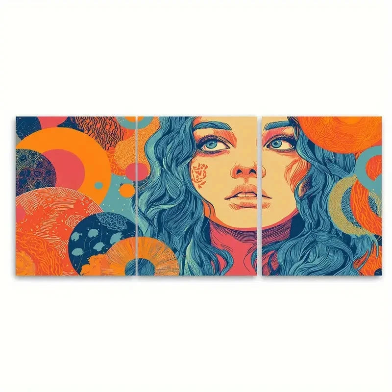 3pcs Abstract Woman Retro Girly Design Wall Art Set Canvas Framed 50x70cm - High Quality Print 100% Australian Made Wall Canvas Ready to Hang - Bella Home Decor