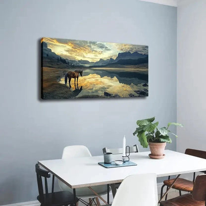 Serene Mountain and Sunset Wall Art Canvas Office Home Room Framed 120x60cm - Bella Home Decor