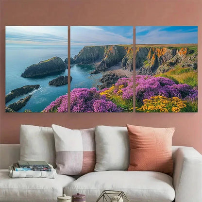 3pcs Peninsula Mull of Galloway Illustration Metal Print Ready to Hang Art - Bella Home Decor