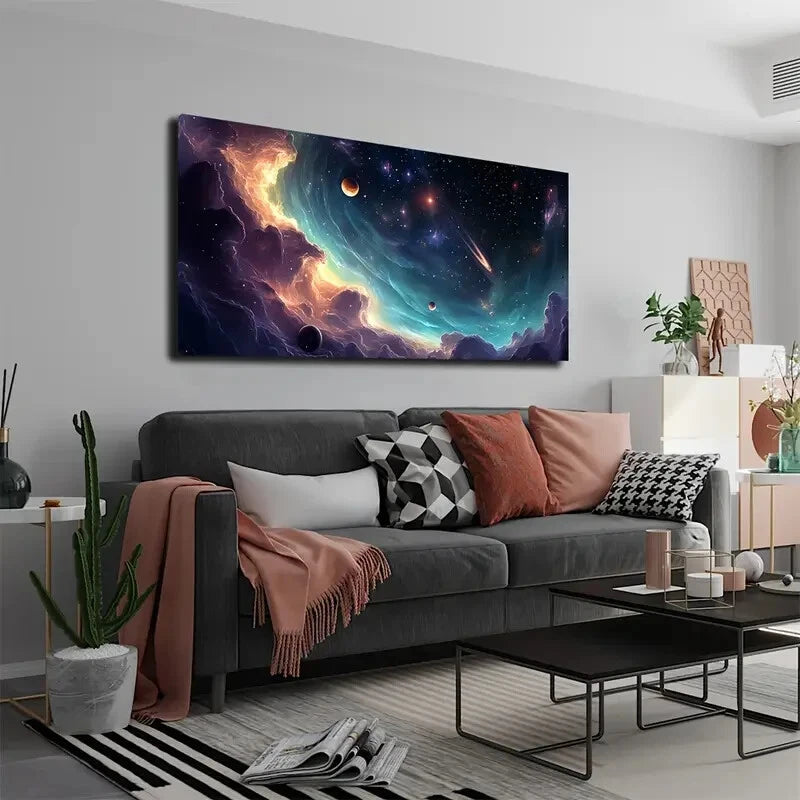 Abstract Starry Sky Wall Art canvas office home room framed 120x60cm - Bella Home Decor