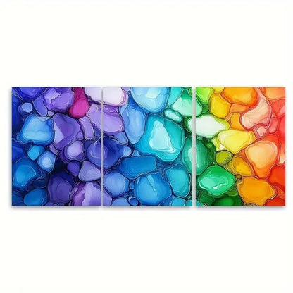 3pcs Rainbow Alcohol Ink Abstract D Wall Art Set Canvas Framed 40x60cm - High Quality Print 100% Australian Made Wall Canvas Ready to Hang