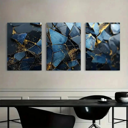 3pcs Geometric Abstract Digital Art Modern Art Metal Print Ready to Hang Art - Bella Home Decor