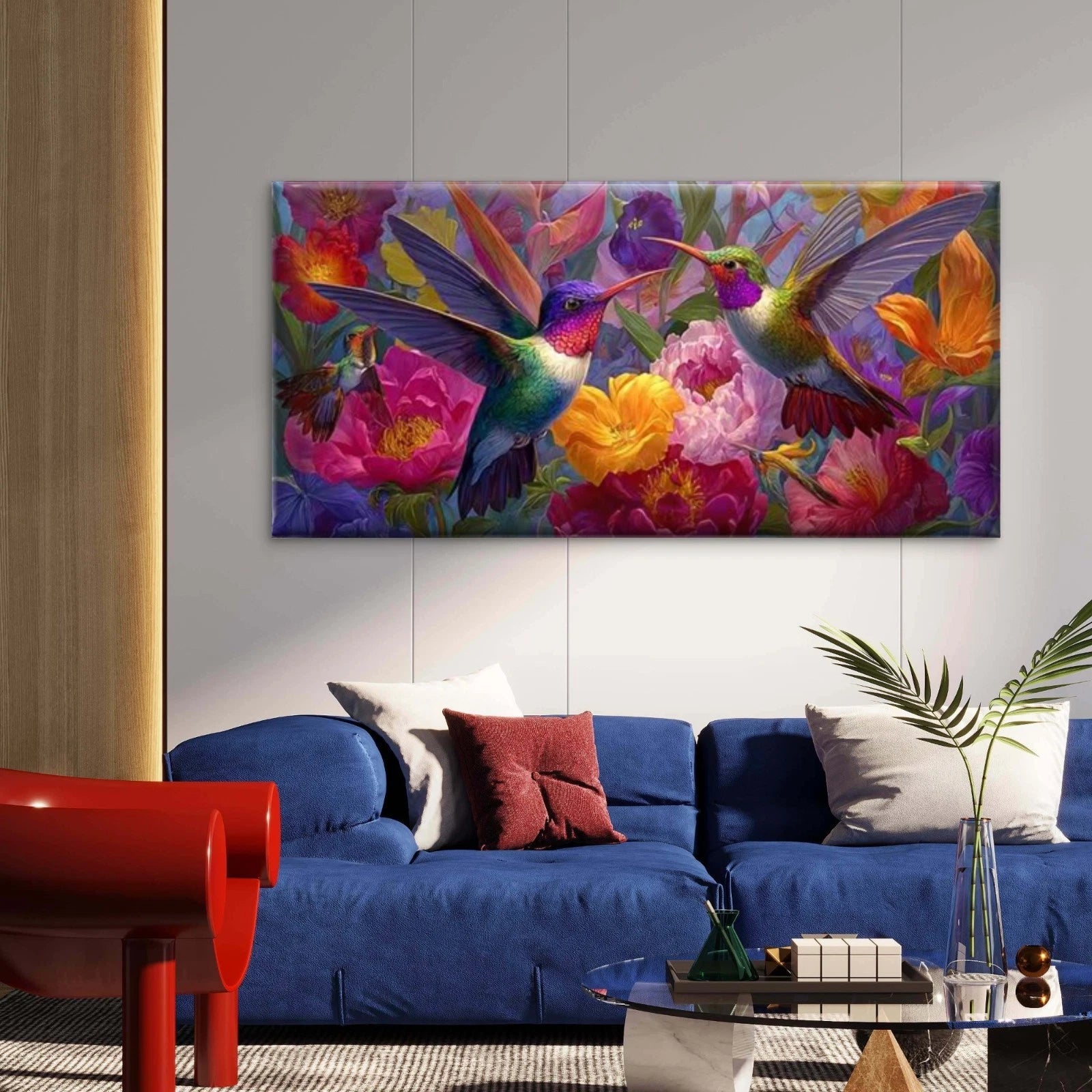 Colorful Bird & Flower Wall Art Canvas Office Home Room Framed 120x60cm - Bella Home Decor