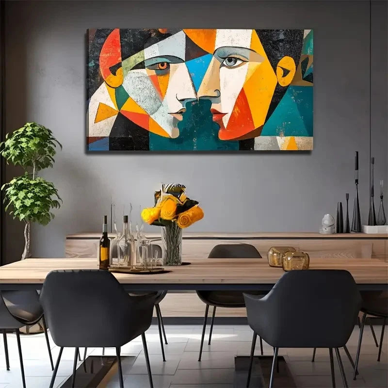 Modern Abstract Couple Vibrant Wall Art Canvas Office Home Room Framed 120x60cm