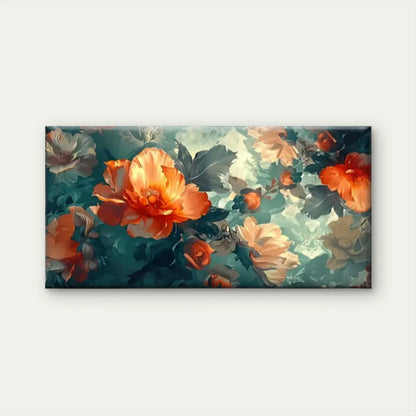 Modern Orange Blossom Floral Wall Art Canvas Office Home Room Framed 120x60cm