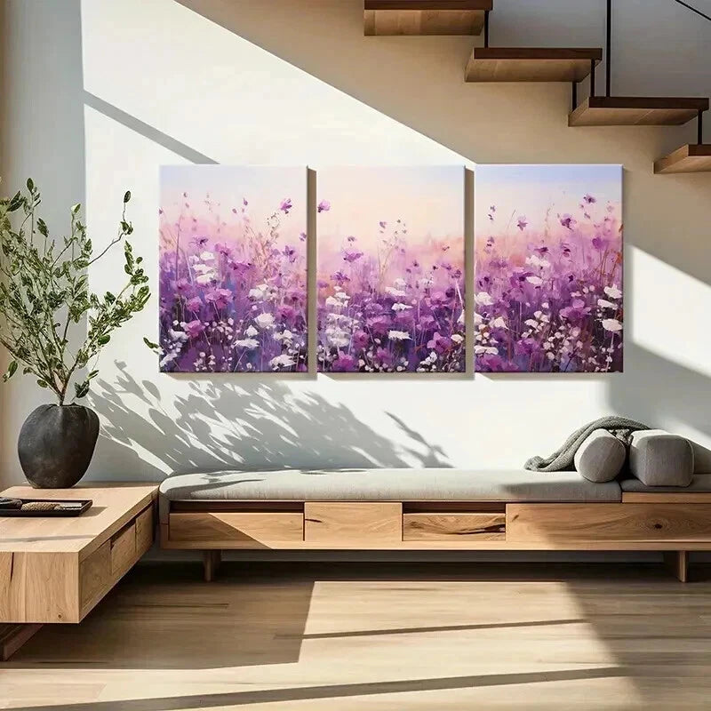 3pcs Colorful Wild Flowers Floral Wall Art Set Canvas Framed 50x70cm - High Quality Print 100% Australian Made Wall Canvas Ready to Hang - Bella Home Decor