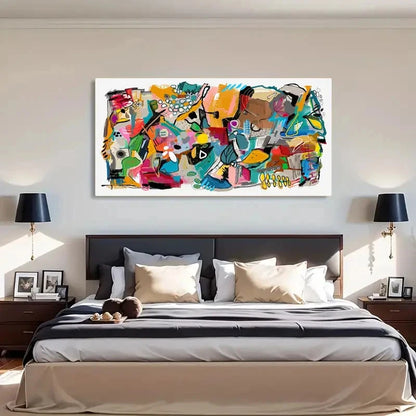 Abstract Graffiti Colourful Wall Art Canvas Office Home Room Framed 120x60cm