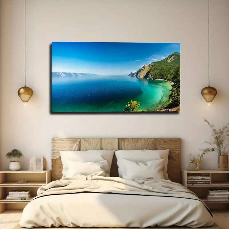 Turquoise Waters Wall Art Canvas Office Home Room Framed 120x60cm