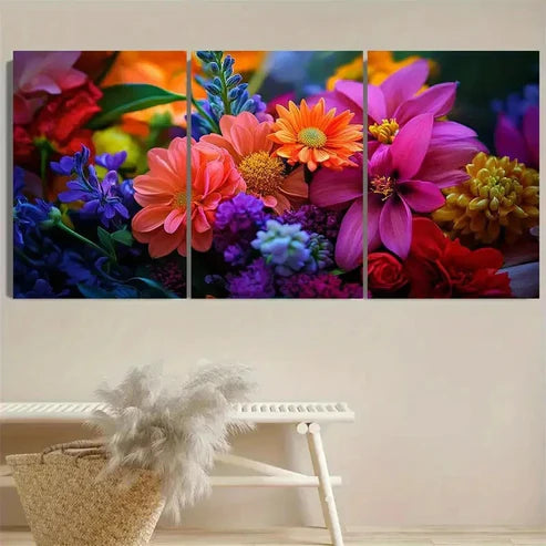 3pcs Vibrant Floral Wall Art Set Canvas Unframed – High Quality Print, 100% Australian Made Wall Canvas - Bella Home Decor